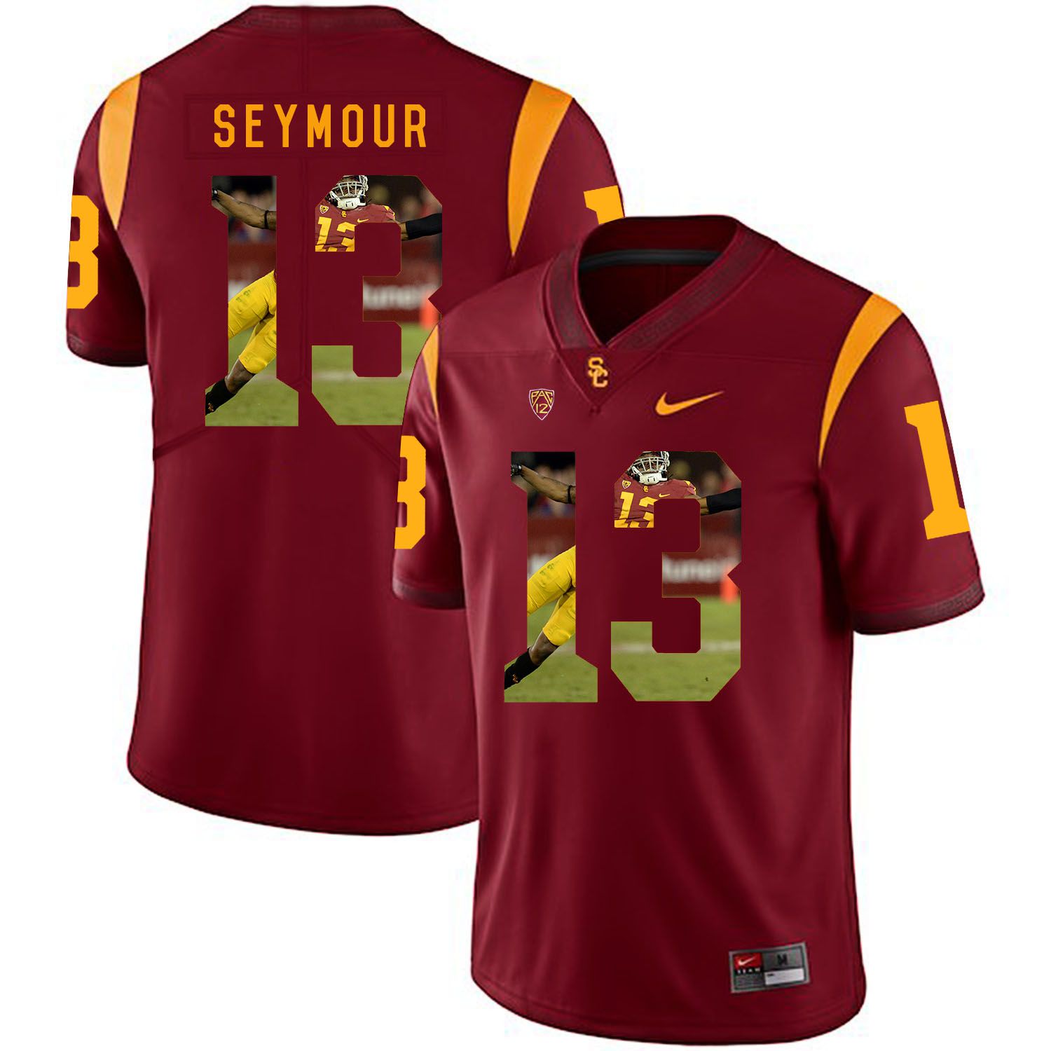 Men USC Trojans #13 Seymour Red Fashion Edition Customized NCAA Jerseys